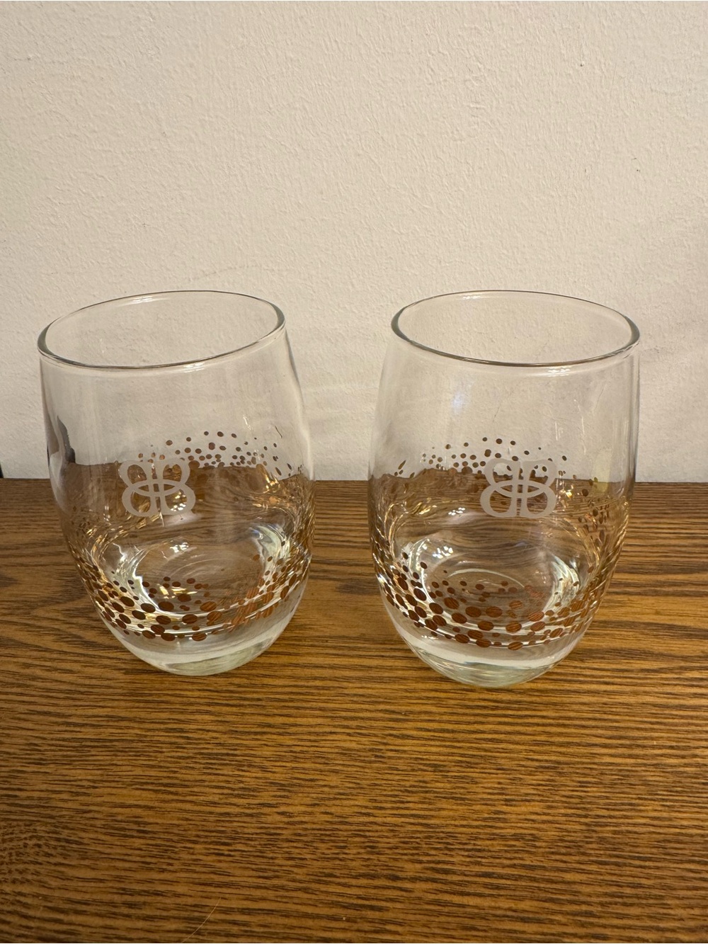 Vintage Baileys Irish Cream Gold Confetti Dots Lowball Glasses Set of 2 EUC